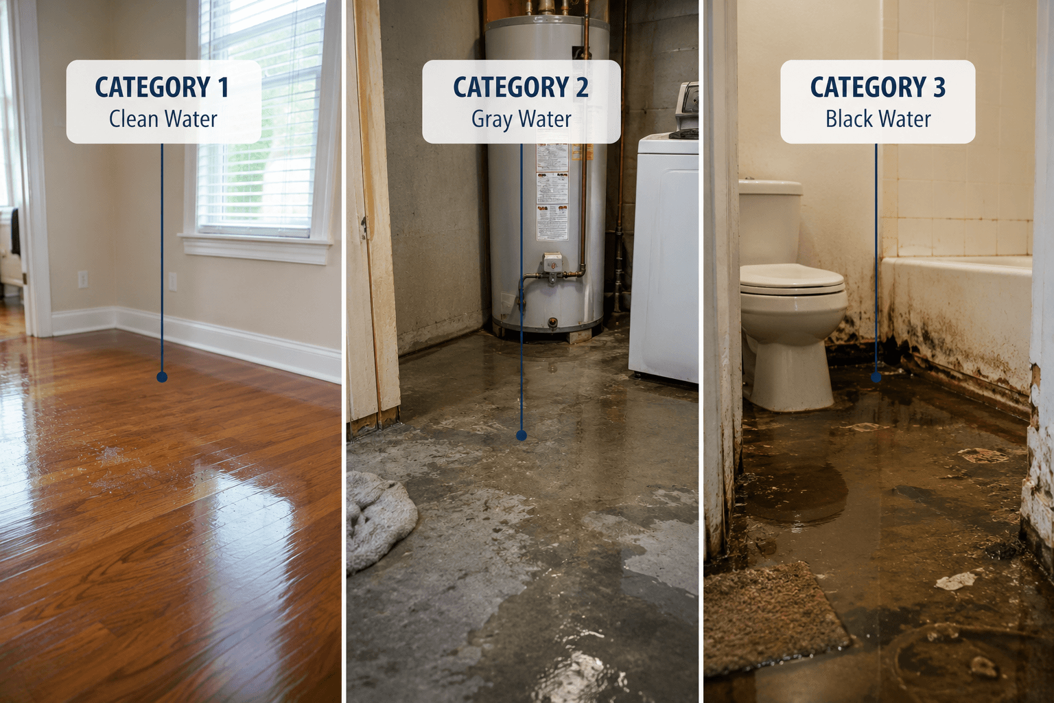 Water Damage Categories 1, 2, and 3 Explained